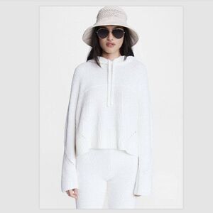 RAG & BONE Sunny Cotton Hoodie Relaxed Fit Sweater White Womens XXS